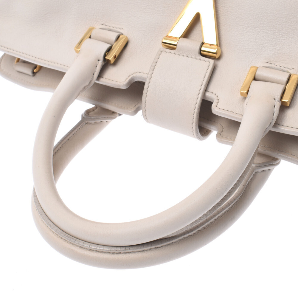 SAINT LAURENT Cabas Ivory White Leather Handbag - Picture 3 of 11